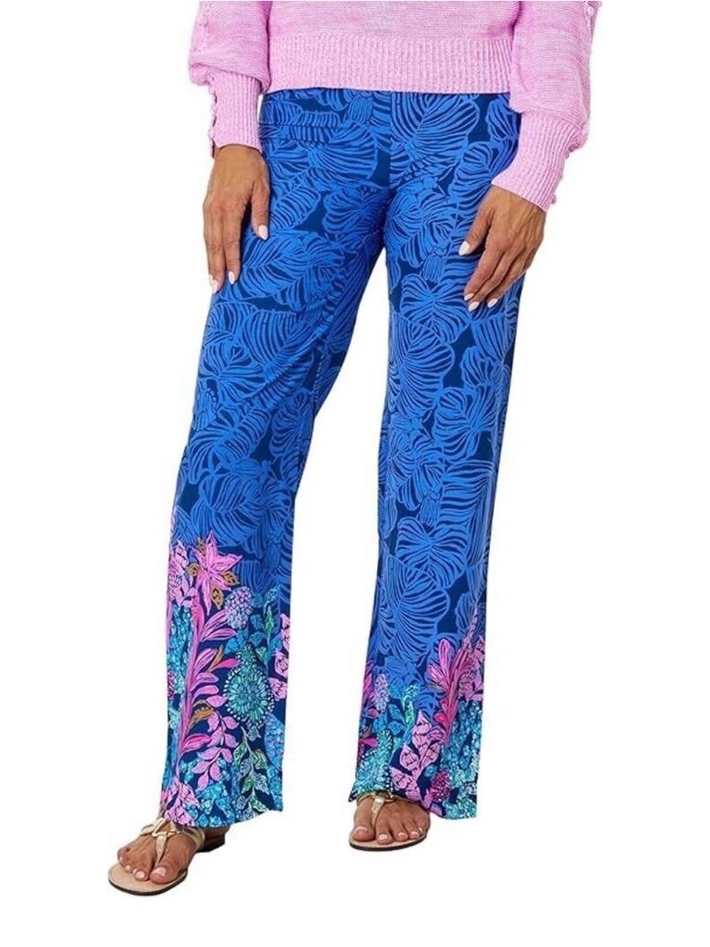Lilly Pulitzer Bal Harbour Palazzo Pants in the Aegean Navy Calypso Coast print